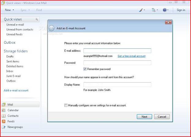 Windows Live Mail Configuration